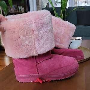 Pink Furry Boots